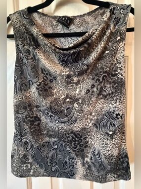 JKLA California Animal Paisley Cowl Neck Top Medium